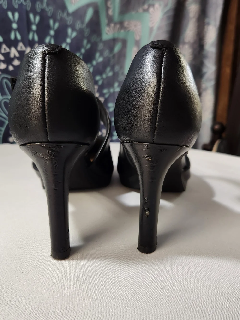 ⭐️Clarks Ambyr Glow Black Leather Platform Pump Heels Comfort Mary Jane Size 9